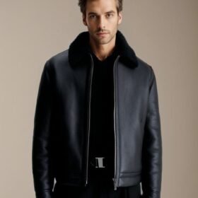 DASTAN SHEARLING RACER LEATHER JACKET