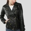 WILLOW BLACK BIKER LEATHER JACKET