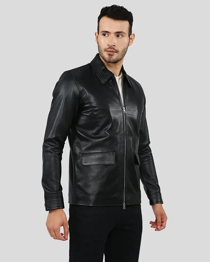 WARREN BLACK RACER LEATHER JACKET - Image 5