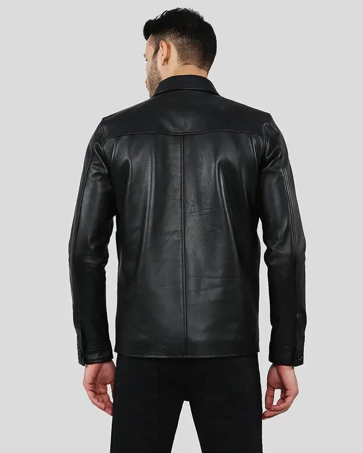 WARREN BLACK RACER LEATHER JACKET - Image 4