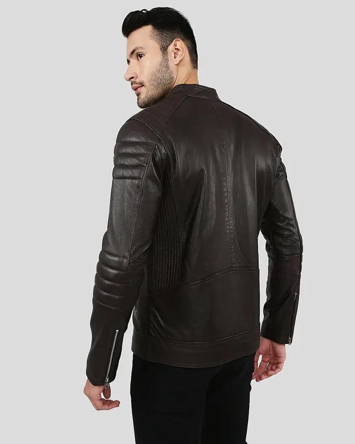 MASON BROWN QUILTED RACER LEATHER JACKET - Image 6