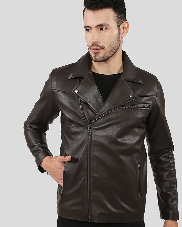 VERMONT BROWN MOTORCYCLE LEATHER JACKET