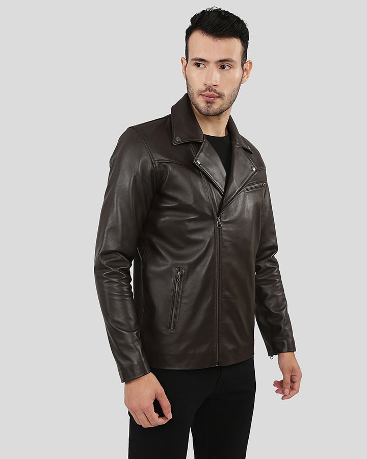 VERMONT BROWN MOTORCYCLE LEATHER JACKET - Image 8