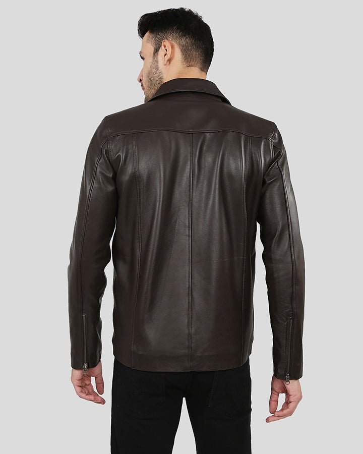 VERMONT BROWN MOTORCYCLE LEATHER JACKET - Image 7