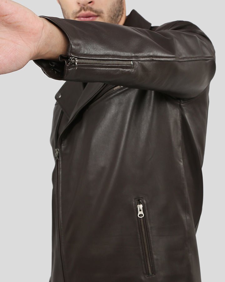 VERMONT BROWN MOTORCYCLE LEATHER JACKET - Image 5