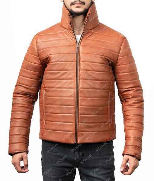 Rob Brown Leather Puffer Jacket - Image 2