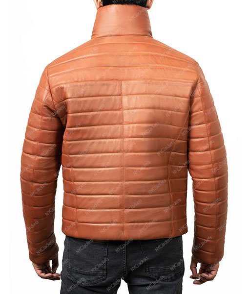 Rob Brown Leather Puffer Jacket - Image 4