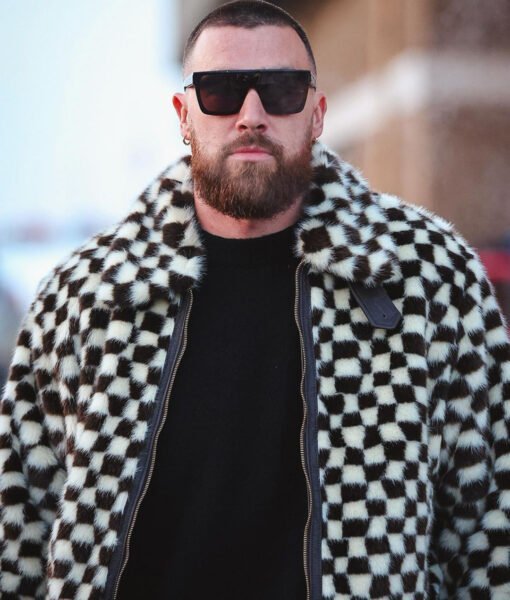 Travis Kelce Fur Checkered Jacket - Image 4