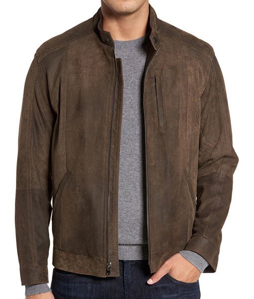 Vein Moto Mens Suede Leather Jacket