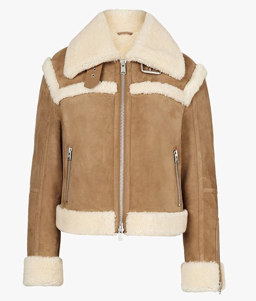 Vickie Suede Shearling Aviator Jacket - Image 2