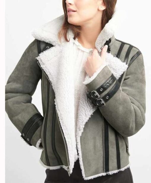 Maggie Grey Suede Leather Jacket