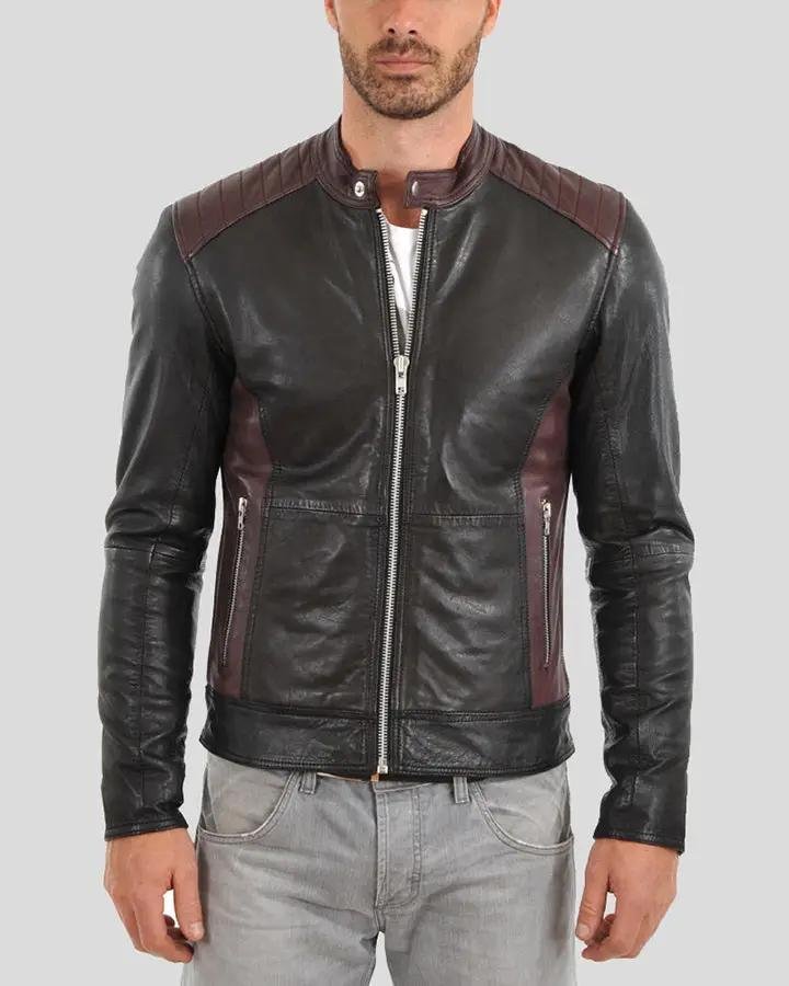 EUAN BLACK BIKER LEATHER JACKET