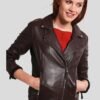LUNA BROWN BIKER LEATHER JACKET