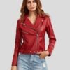 ORLA RED BIKER LEATHER JACKET