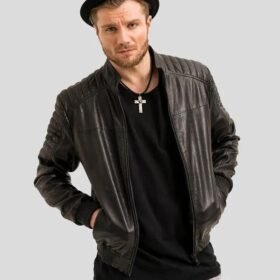 MOSH BLACK BOMBER LEATHER JACKET