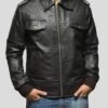 WILLY BLACK BOMBER LEATHER JACKET