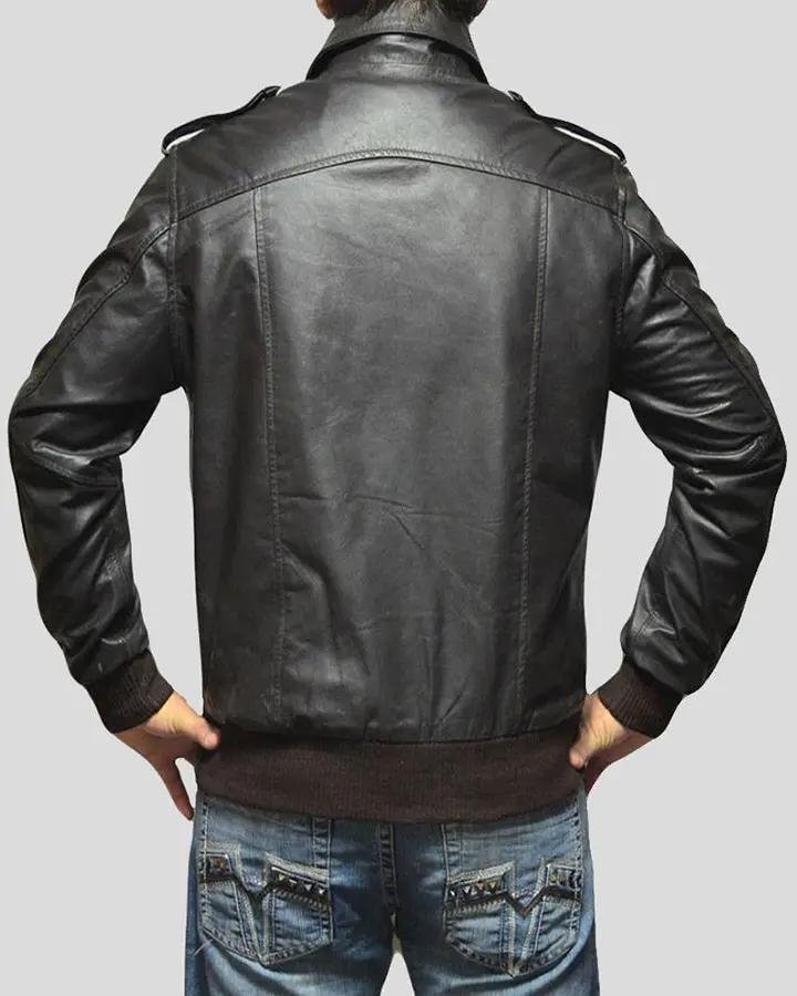 WILLY BLACK BOMBER LEATHER JACKET - Image 4