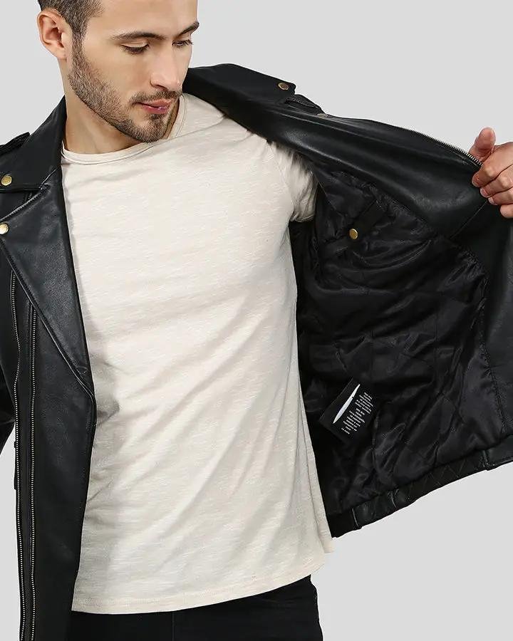 BYRON BLACK QUILTED LEATHER JACKET - Image 4