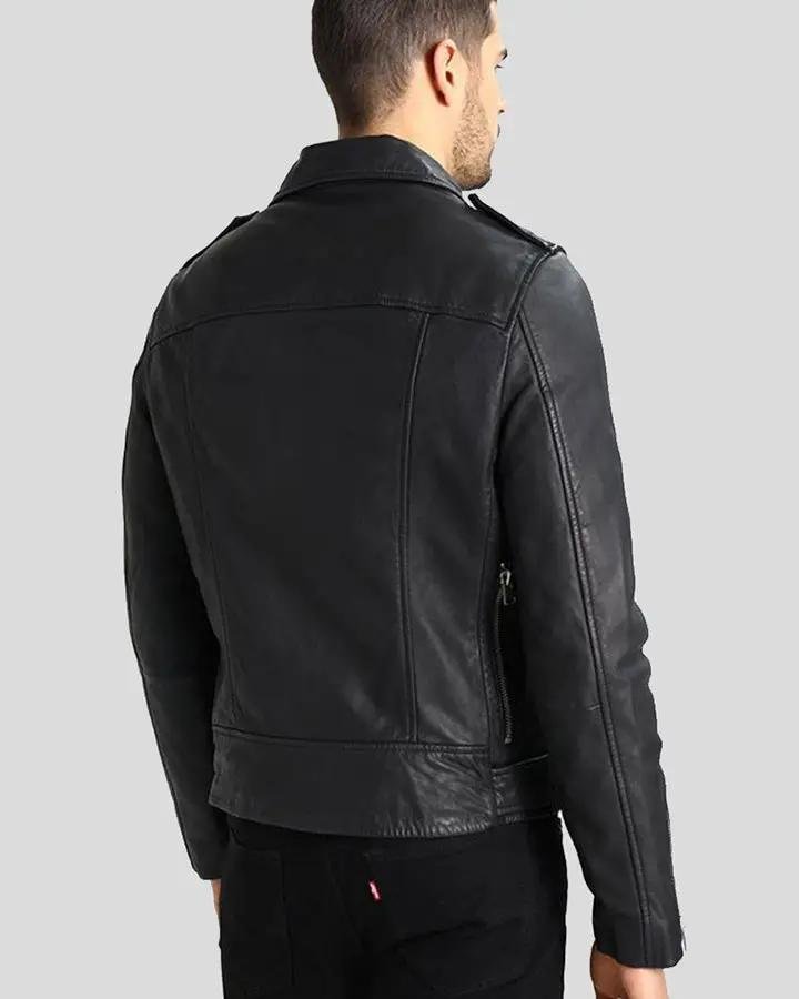 LUPE BLACK REMOVABLE HOODED LEATHER JACKET - Image 5