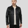 JAKE BLACK SLIM FIT BIKER LEATHER JACKET