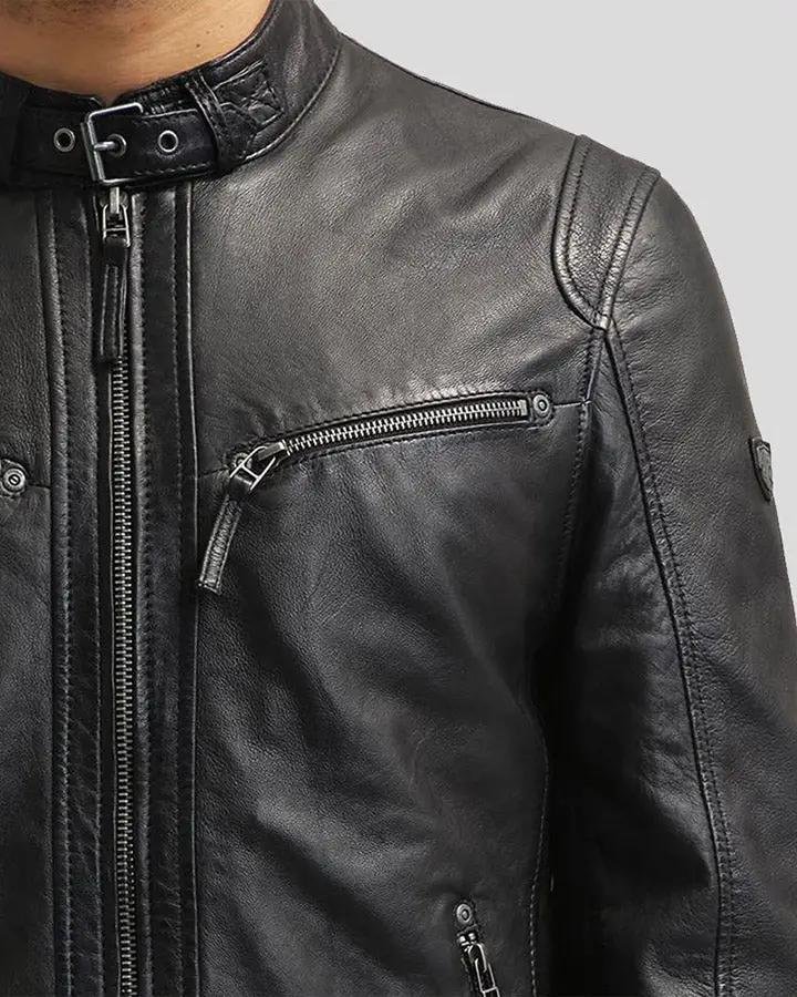 JOSE BLACK LEATHER RACER JACKET - Image 6
