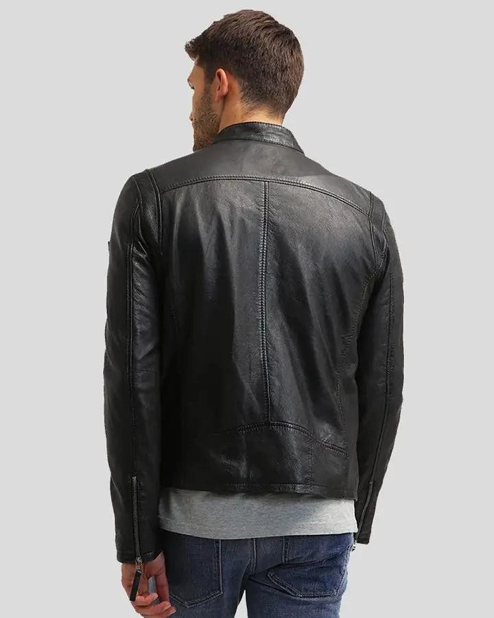 JOSE BLACK LEATHER RACER JACKET - Image 4