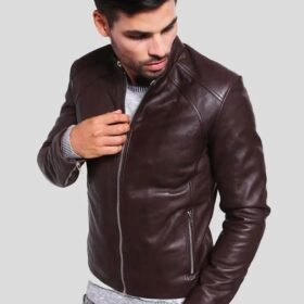 JOEY BROWN LEATHER RACER JACKET