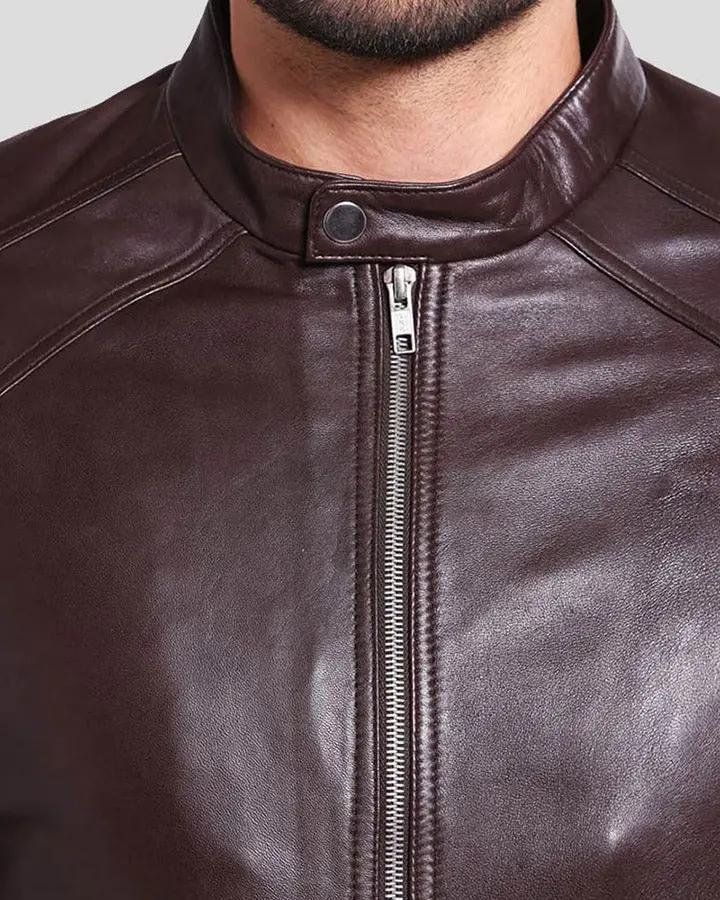 JOEY BROWN LEATHER RACER JACKET - Image 2