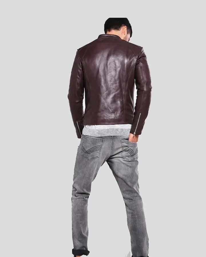 JOEY BROWN LEATHER RACER JACKET - Image 5