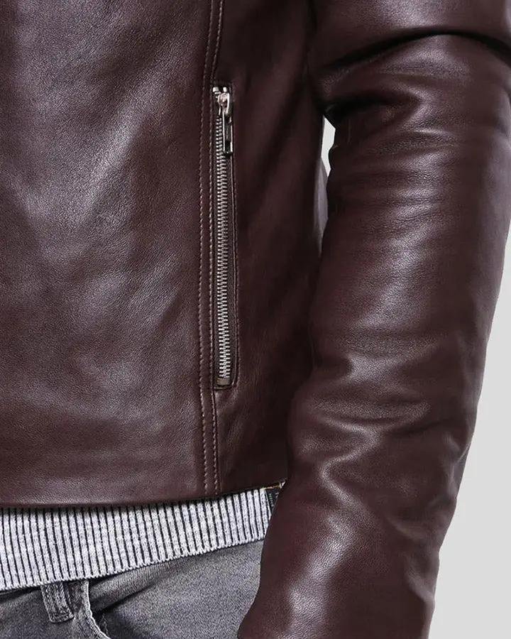 JOEY BROWN LEATHER RACER JACKET - Image 3