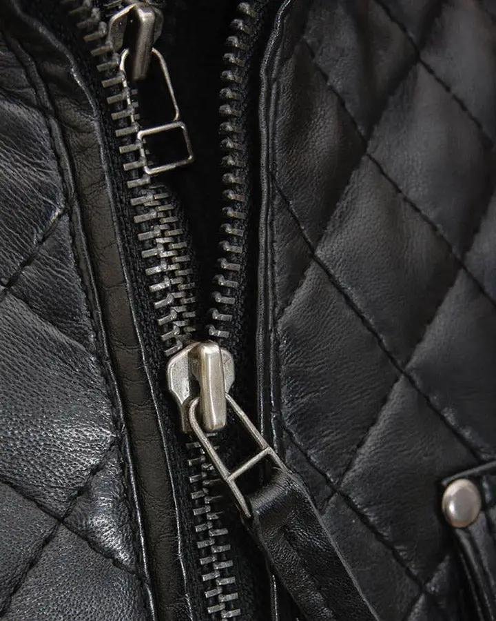 RONN BLACK QUILTED LEATHER JACKET - Image 3