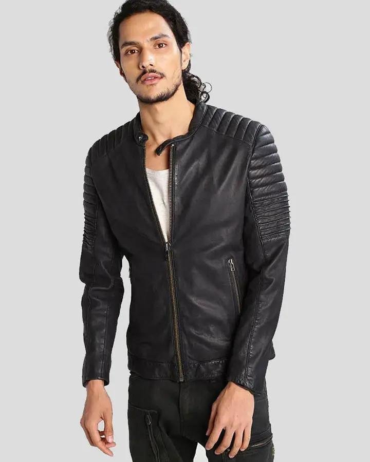 SUNG BLACK QUILTED LEATHER JACKET - Image 5