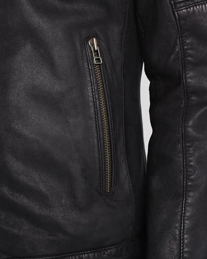 SUNG BLACK QUILTED LEATHER JACKET - Image 3