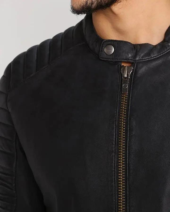 SUNG BLACK QUILTED LEATHER JACKET - Image 4