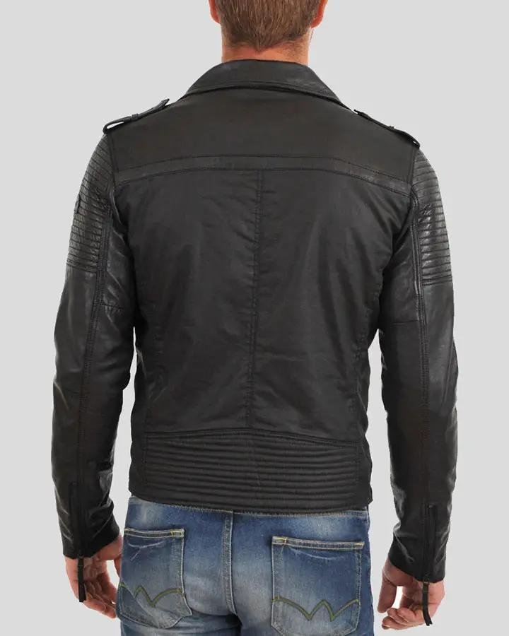 CHRISTOPHER BLACK MOTORCYCLE LEATHER JACKET - Image 2