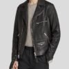 CONNOR BLACK MOTORCYCLE LEATHER JACKET