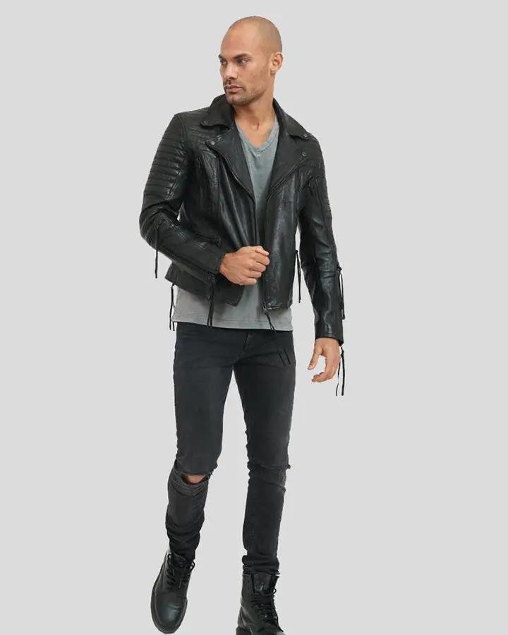 DYLAN BLACK MOTORCYCLE LEATHER JACKET - Image 2