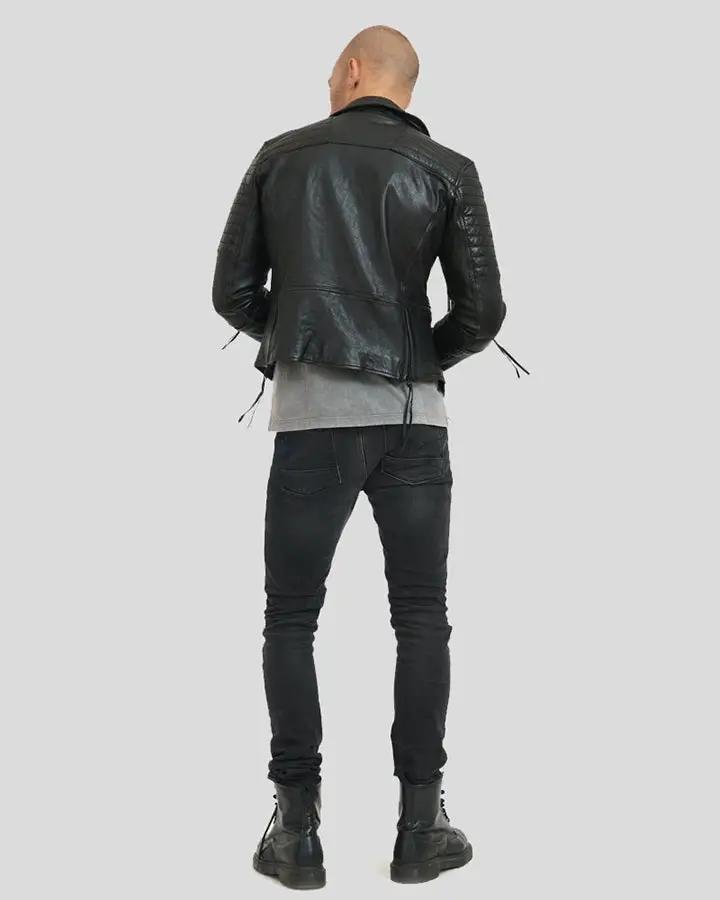 DYLAN BLACK MOTORCYCLE LEATHER JACKET - Image 3