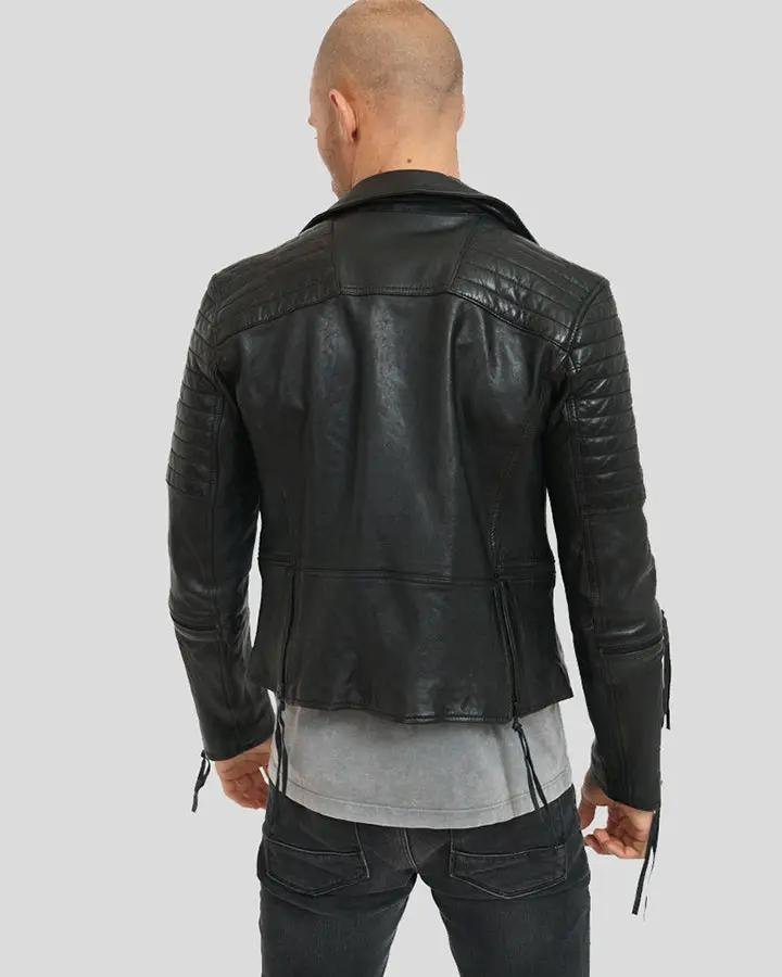 DYLAN BLACK MOTORCYCLE LEATHER JACKET - Image 4