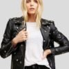 KHLOE BLACK STUDDED LEATHER JACKET