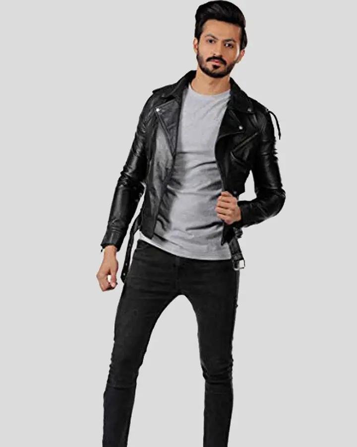 DONN BLACK VINTAGE MOTORCYCLE LEATHER JACKET - Image 2
