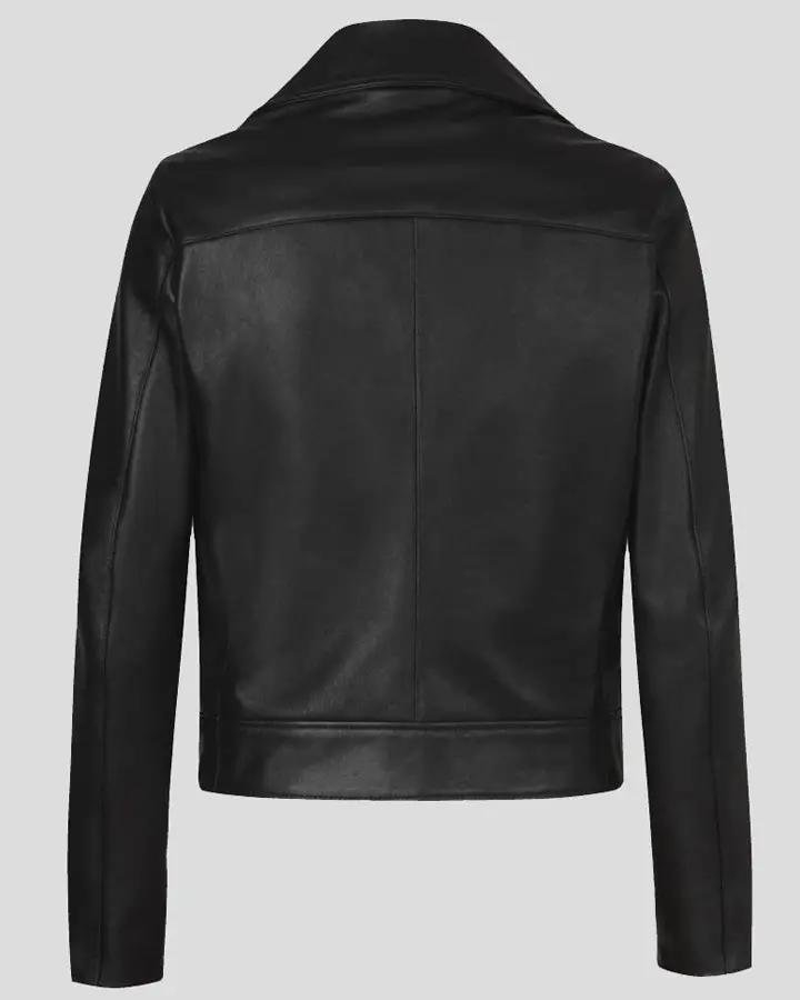 YARELI BLACK BIKER LEATHER JACKET - Image 3